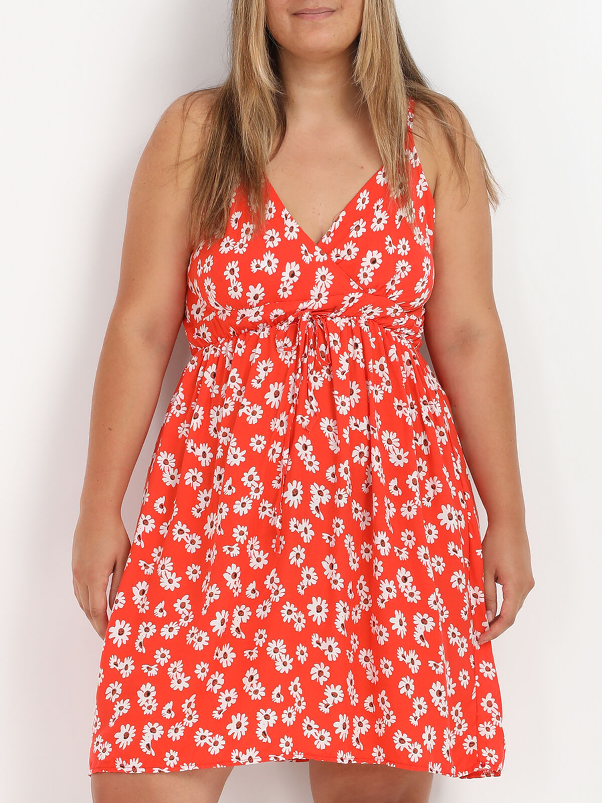 Robe à imprimé marguerites grandes tailles- Corail