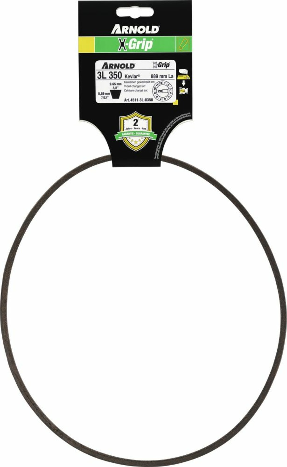 Courroie trapézoïdale x-grip v de type 3l350