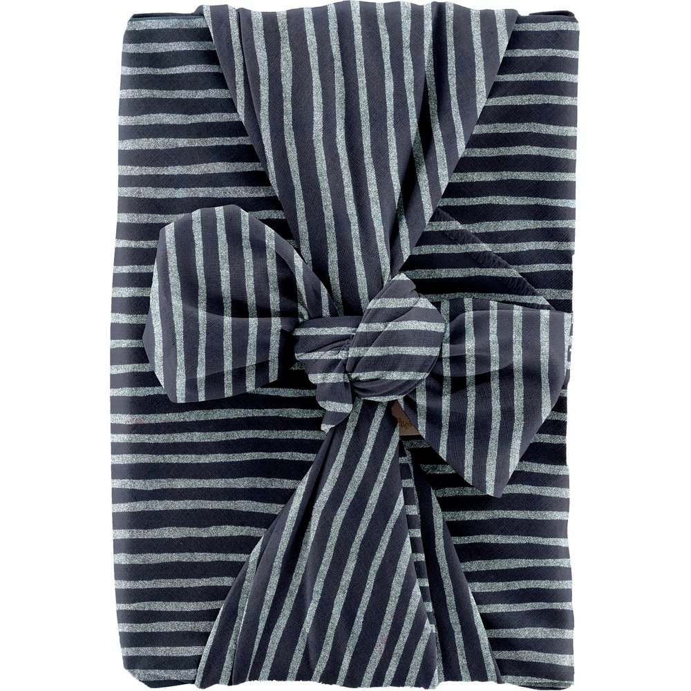 Furoshiki Grand 73 X 73 Cm Rayé Argent Marine