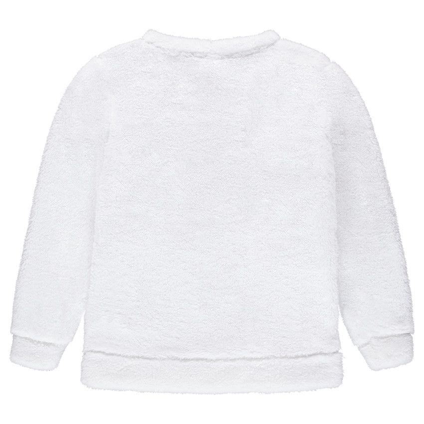 Sweat de grossesse en sherpa avec ours origami brodé - Bleu