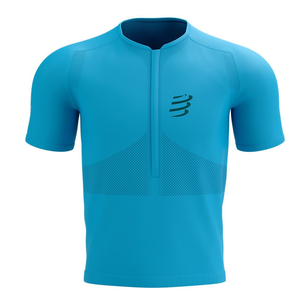 Compressport TRAIL HALF-ZIP - Maillot Homme hawaiian ocean/shaded spruce