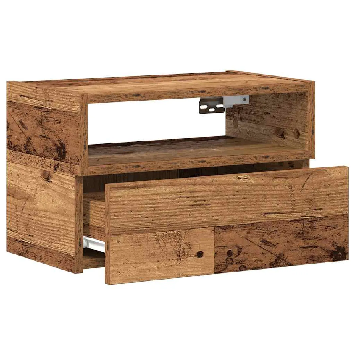 vidaXL Table de chevet murale - Vieux bois