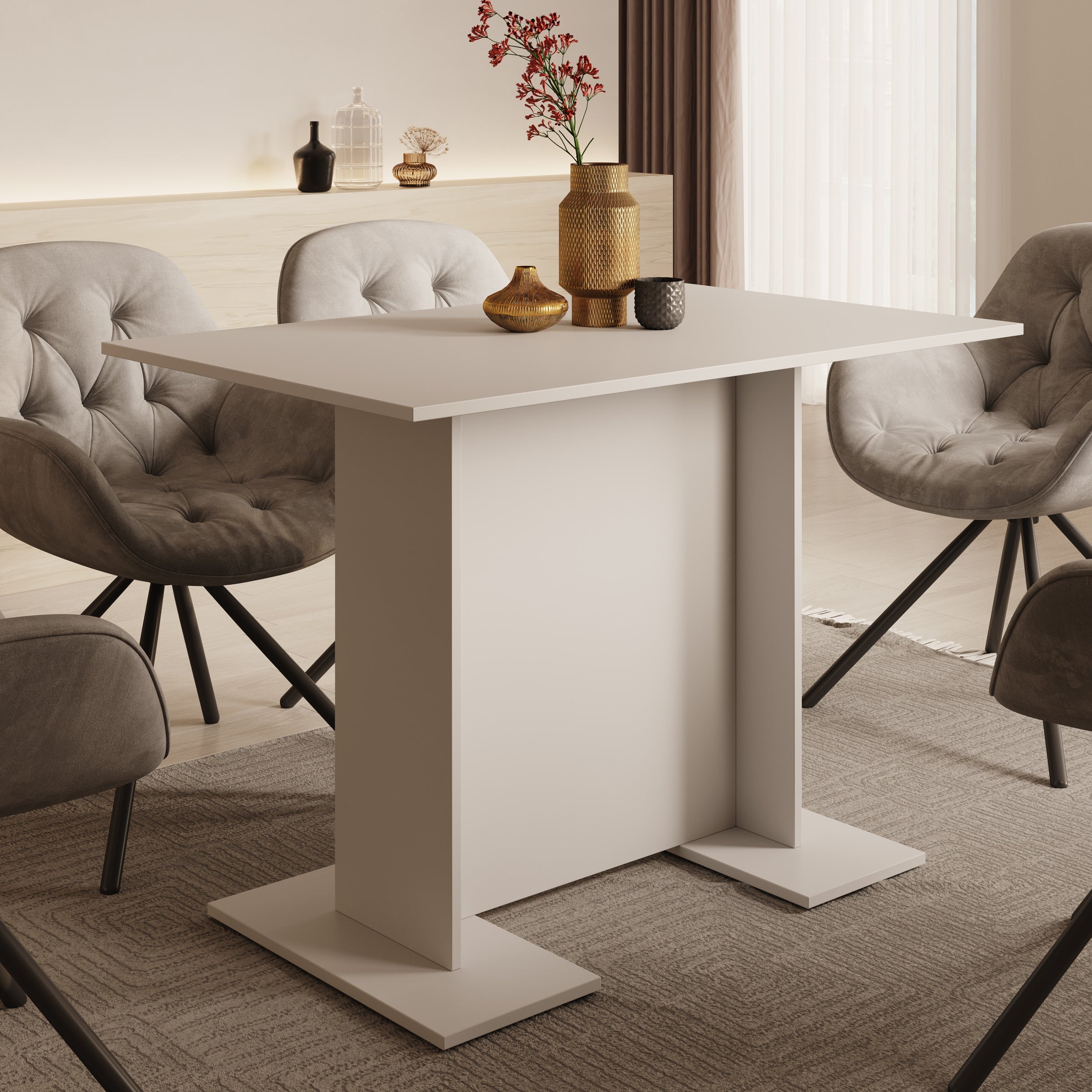 Meubella - Eetkamertafel Oliver - Wit - 108 cm