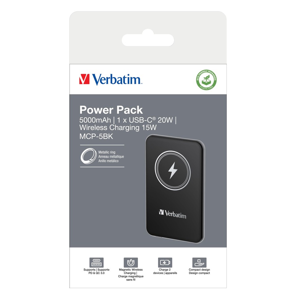 Verbatim - Charge 'n' Go Magnetisk Trådløs Power Bank 5000