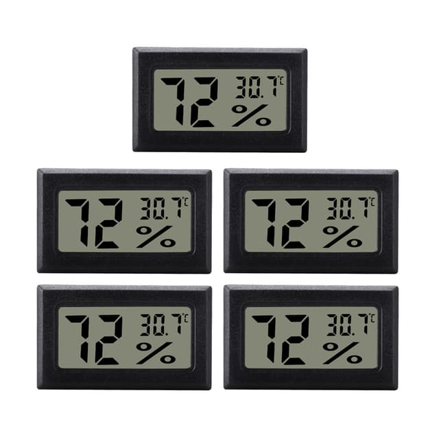 Mini digitalt hygrometer / termometer 5-pak Sort