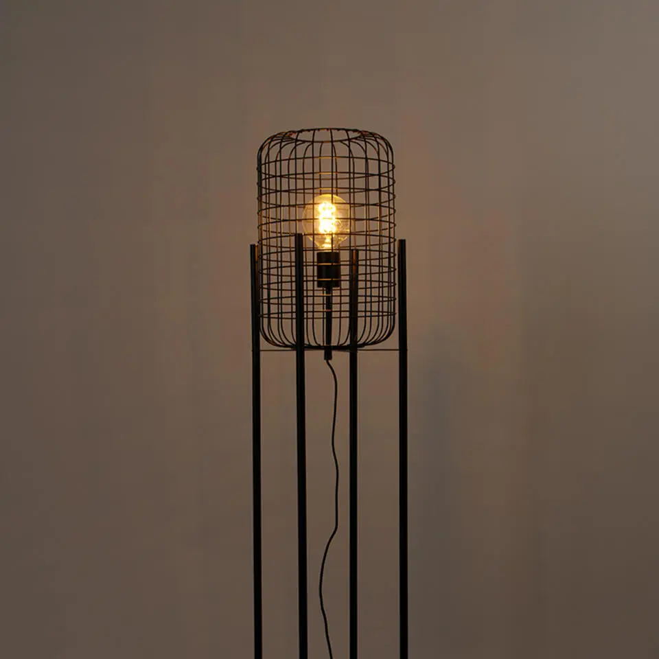 Qazqa vloerlampen bliss_vefa zwart e27