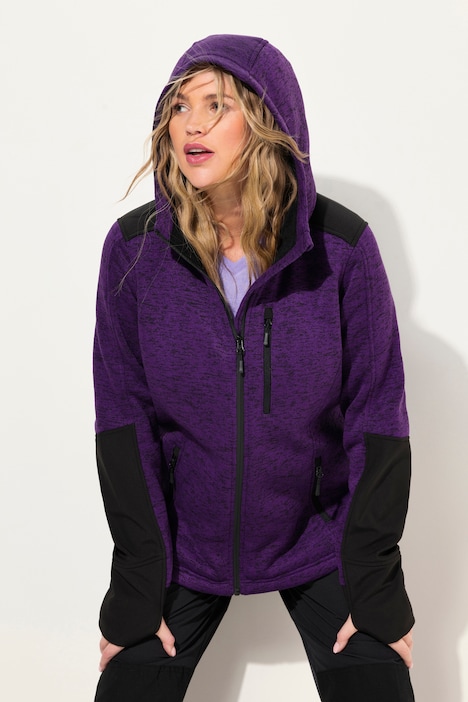 Fleecejacke, Reflektordruck, Kapuze, Daumenloch