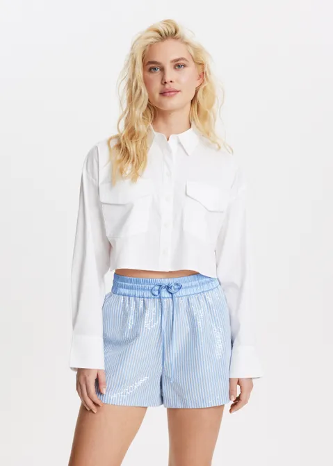 Cropped blouse wit (WIT)
