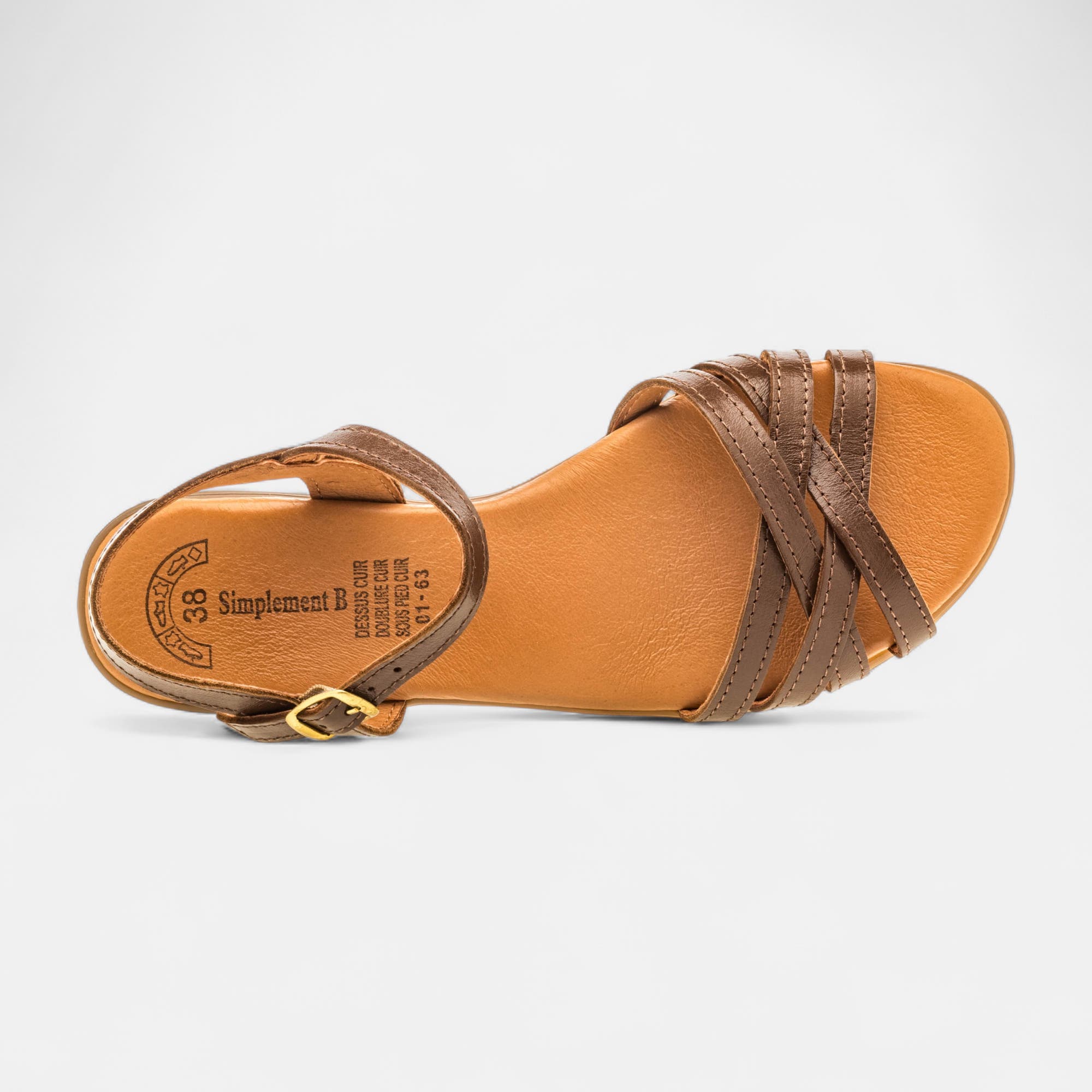 Nu-pieds Femme en cuir marron