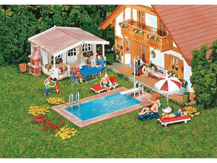 Faller Swimmingpool und Gartenhaus H0 Gartengestaltung mit Pool und Gartenhaus