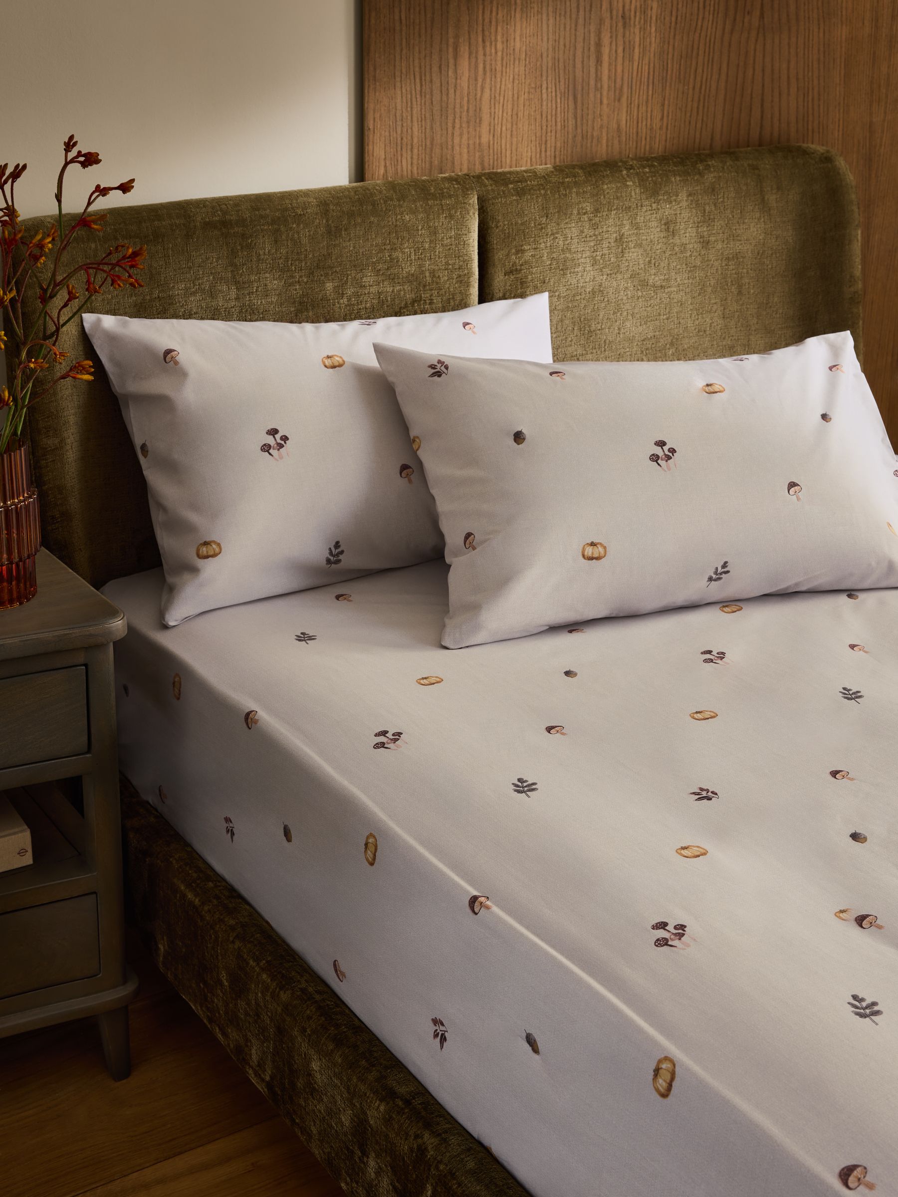 Hoeslaken- en kussensloopset met pompoenprint