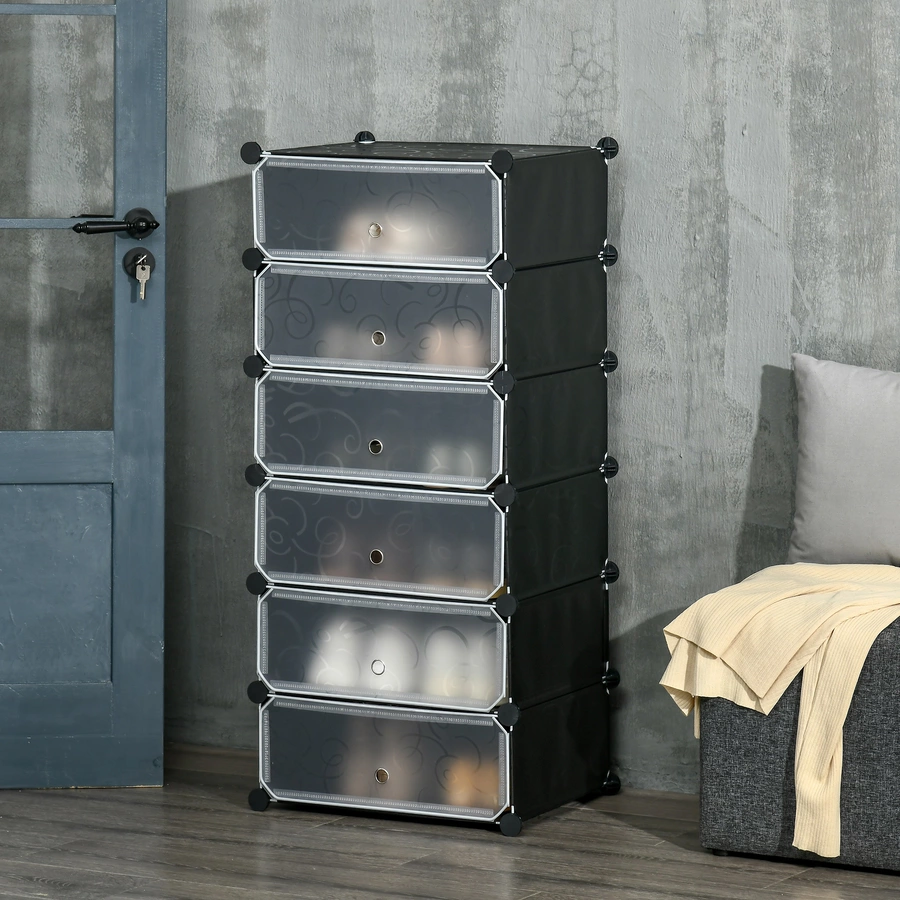 HOMCOM Schuhschrank mit Zubehör schwarz, transparent