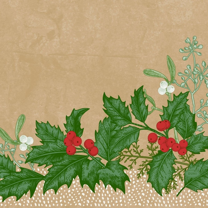 20 Servietten - Beeren - Snow Berries - ca. 33 x 33 cm