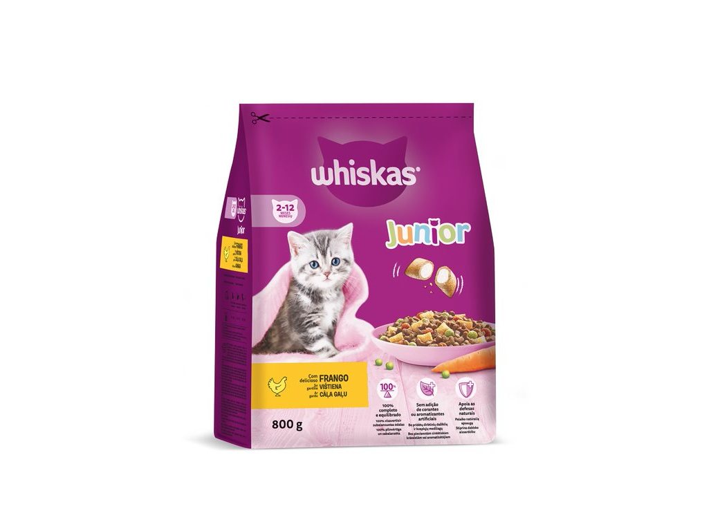 RAÇÃO PARA GATO WHISKAS JÚNIOR GALINHA 800G