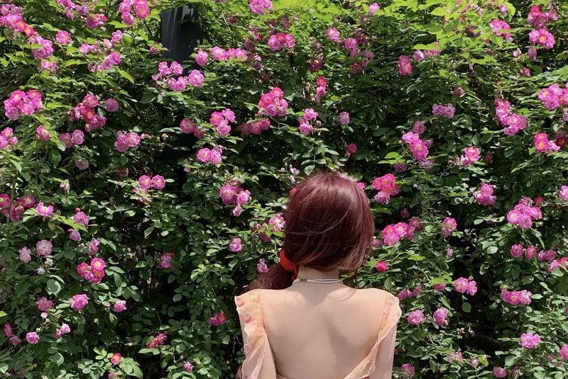 Moanum - Maxi-jurk met spaghettibandjes en bloemenprint