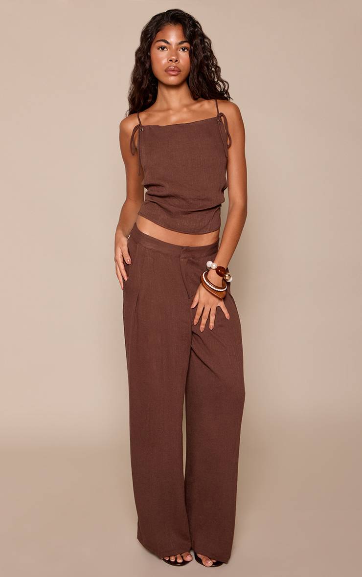 Chocolat Pantalon Plissé Texturé