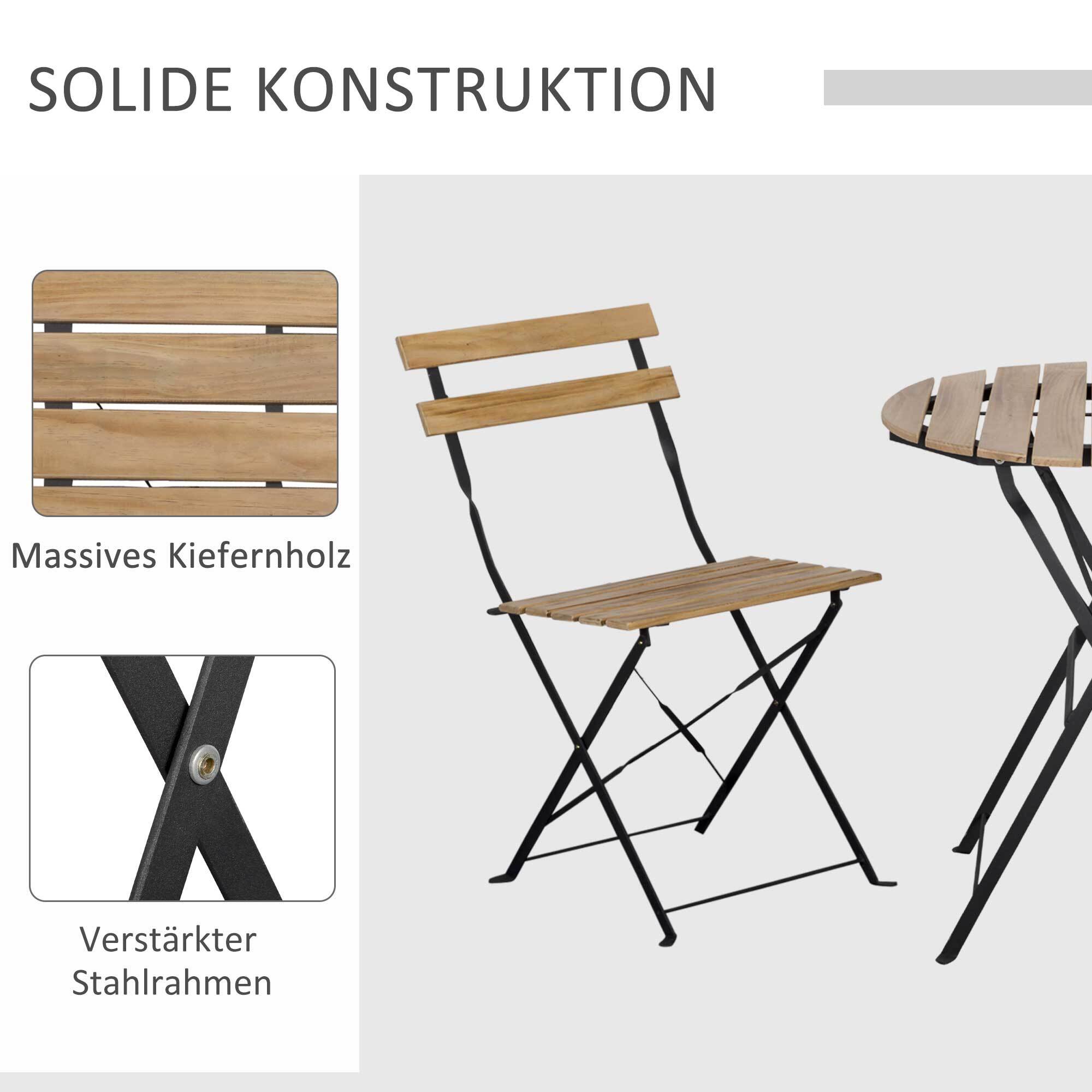 Outsunny Gartenmöbel-Set mit Klappfunktion natur 60L x 61,5B x 69H cm