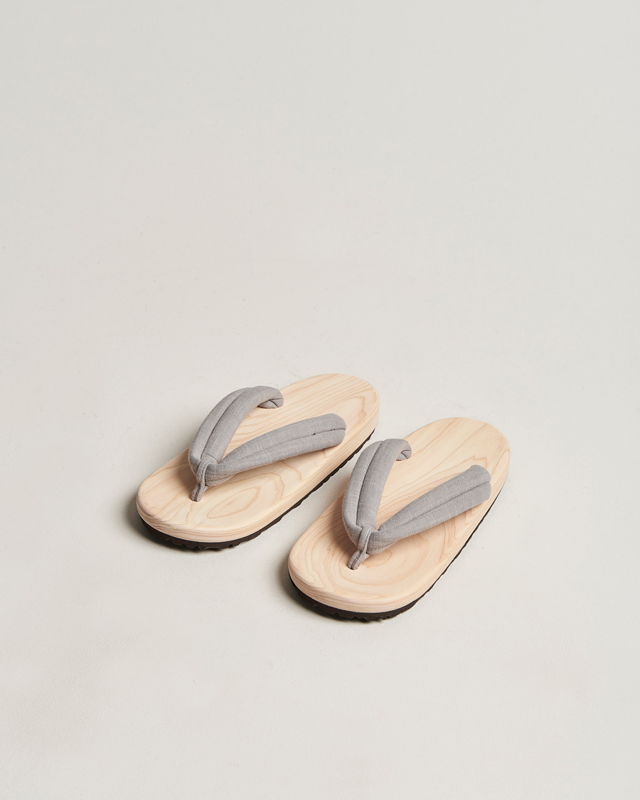 Beams Japan Wooden Geta Sandals Light Grey