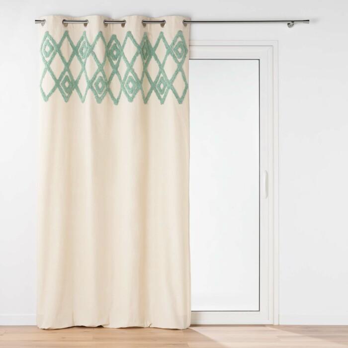 RIDEAU OEILLETS 140X240CM UNI TUFTE ATHENA SAUGE