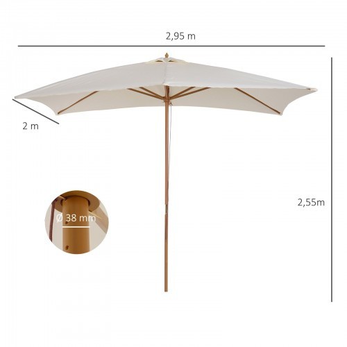 Guarda-sol Outsunny para jardim, cor creme