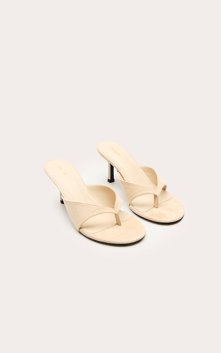 Gris Pierre Mules À Talons En Synthétique Avec Bride Entre-orteils