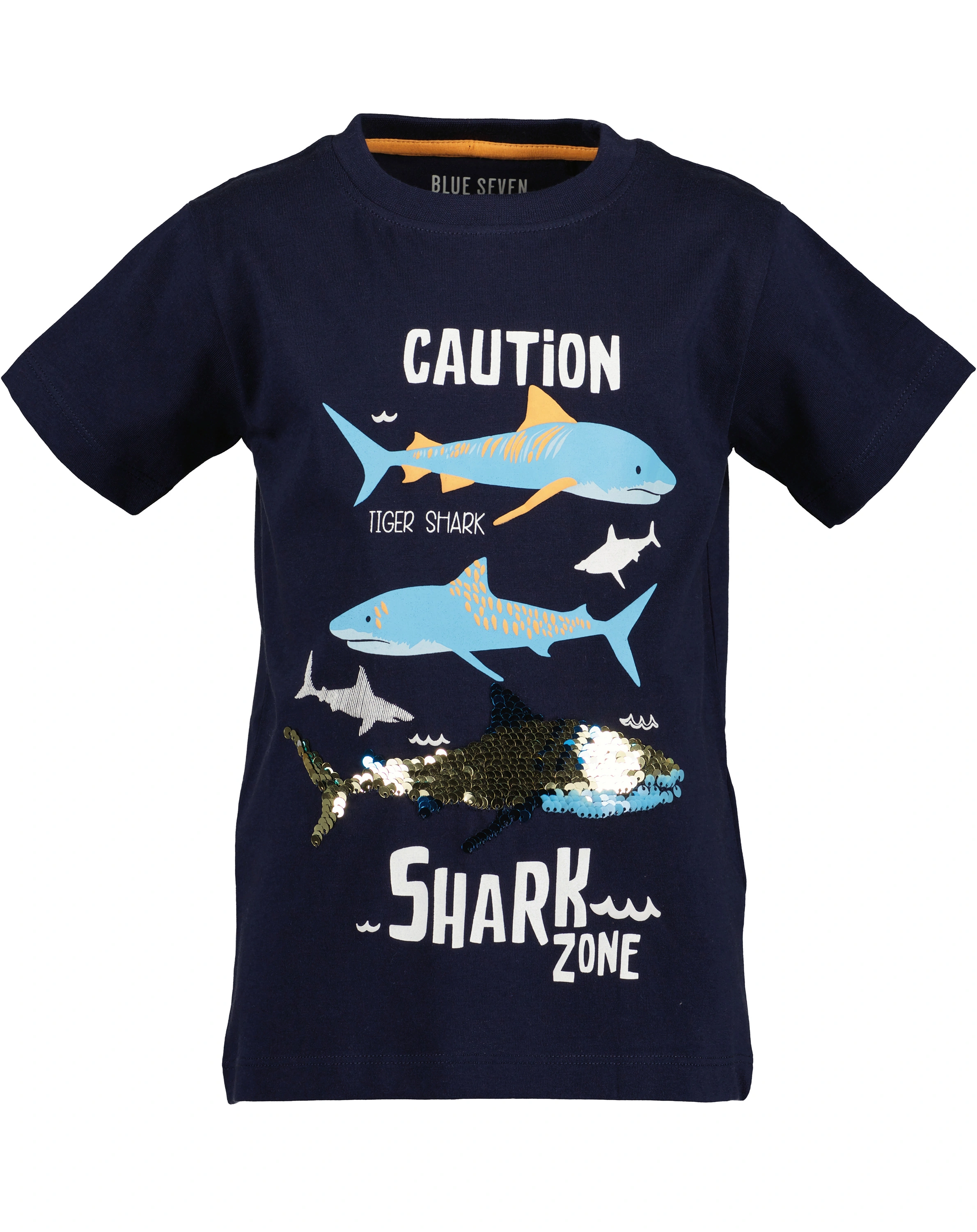T-Shirt CAUTION in nachtblau