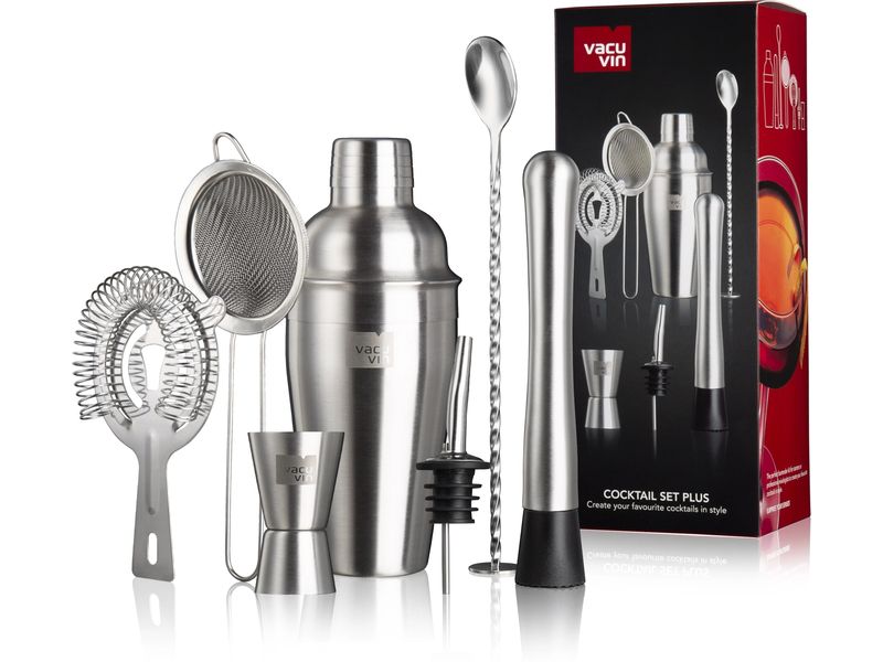 Vacuvin Drink Mixer Set Cocktail Set 7-teilig 550 l, Silber Cocktail Set