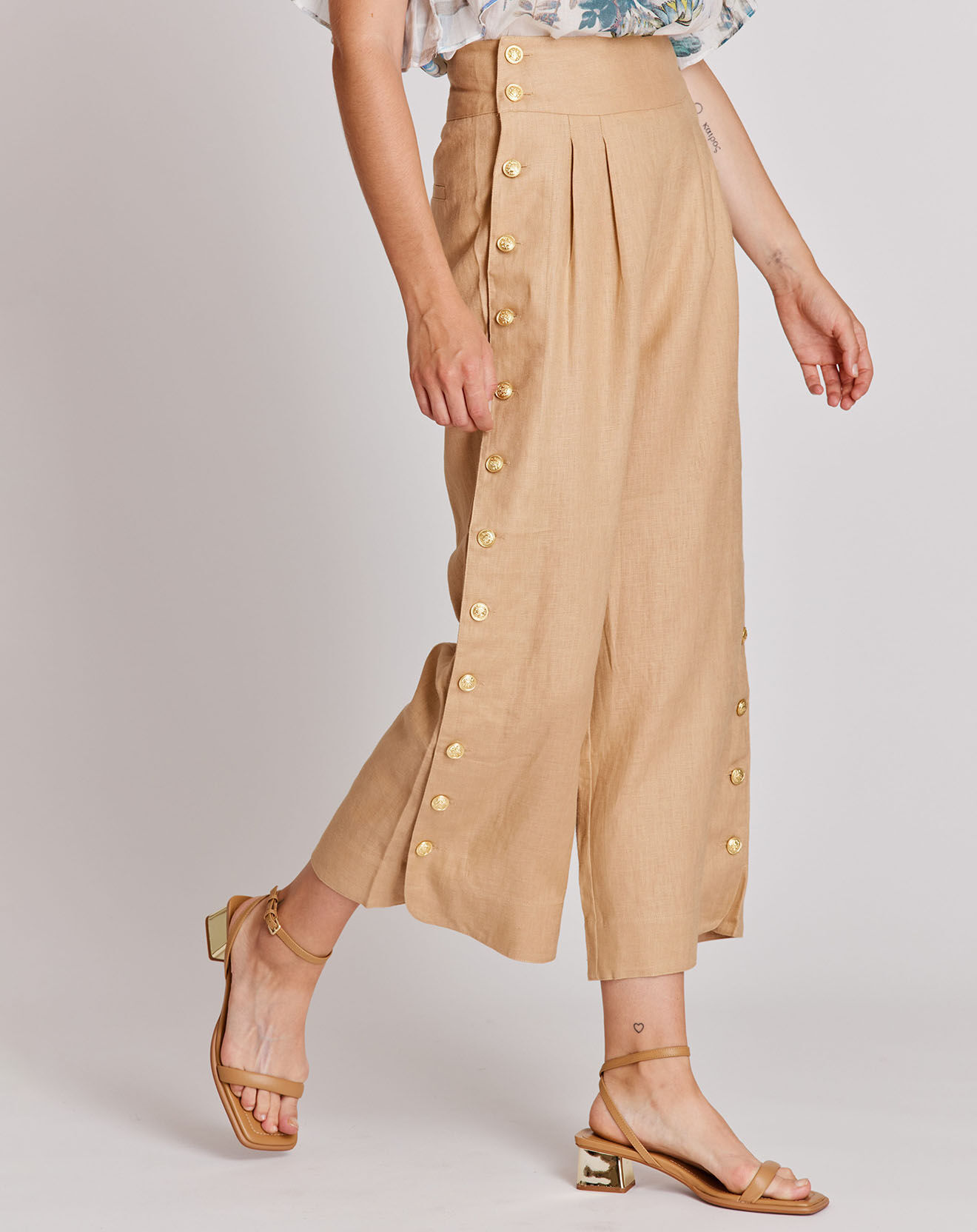Derhy Pantalon 100% Lin Maiwen beige