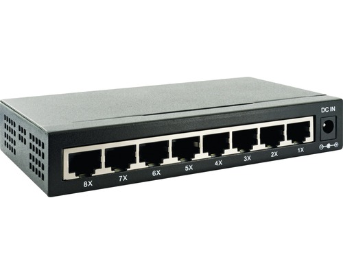 8-poorts netwerkswitch, 8x RJ45-aansluiting, BxHxD 136,5x25x75 mm