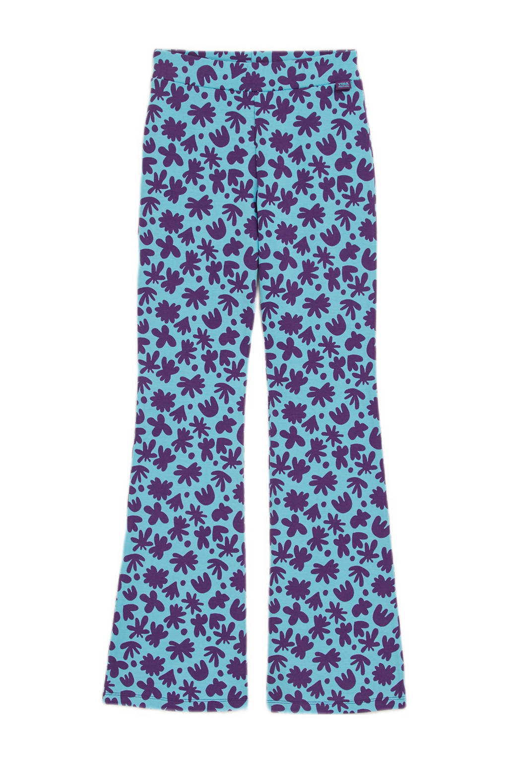 WE Fashion broek met all over print lichtblauw/paars