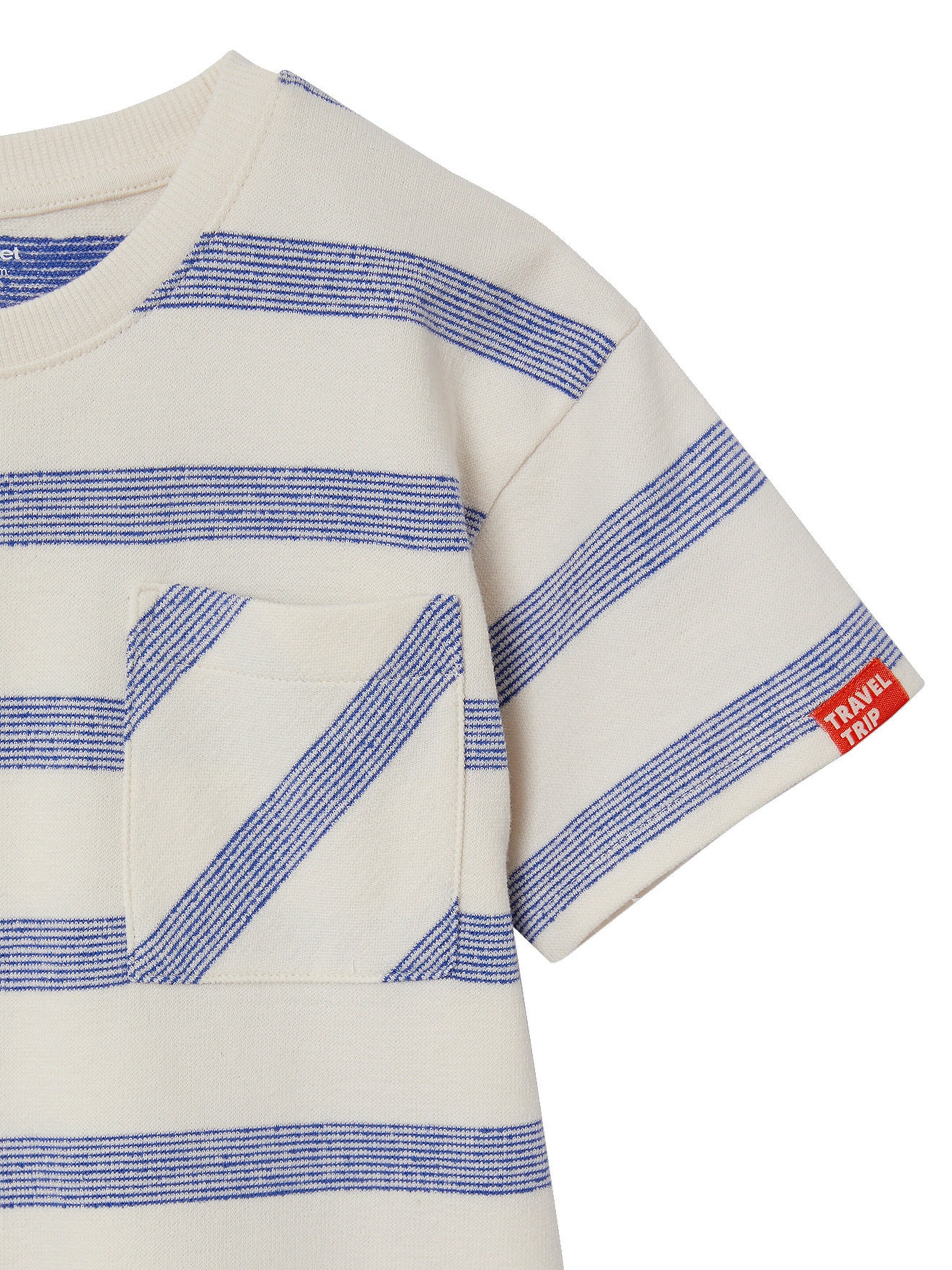 Vertbaudet Jungen T-Shirt aus Waffelpikee weiß gestreift