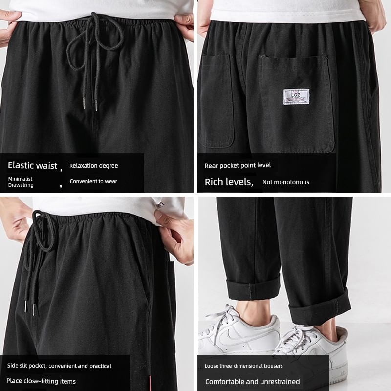 Derbundy - Mid Rise Plain Cropped Tapered Pants