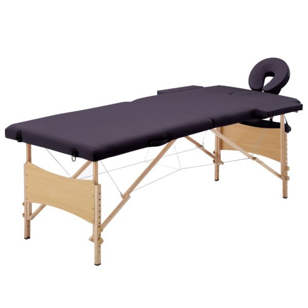Mesa de Massagens Dobrável 2 Zonas Madeira Roxo - 110186