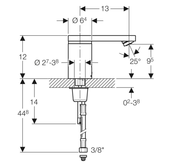 Geberit Hytronic 86 1-gats wastafelkraan koud of gemengd water chroom