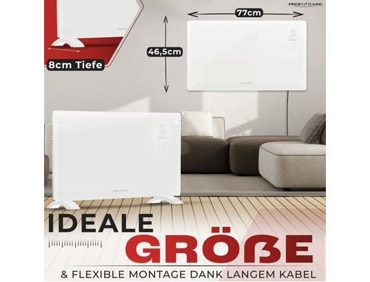 PROFICARE - Radiateur soufflant Convecteur en verre 2000w blanc pc-gkh3119-blanc