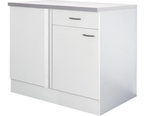 Flex Well hoekonderkast Wito BxDxH 110 x 60 x 85 cm wit mat gedemonteerd scharnier omkeerbaar (links of rechts te monteren)