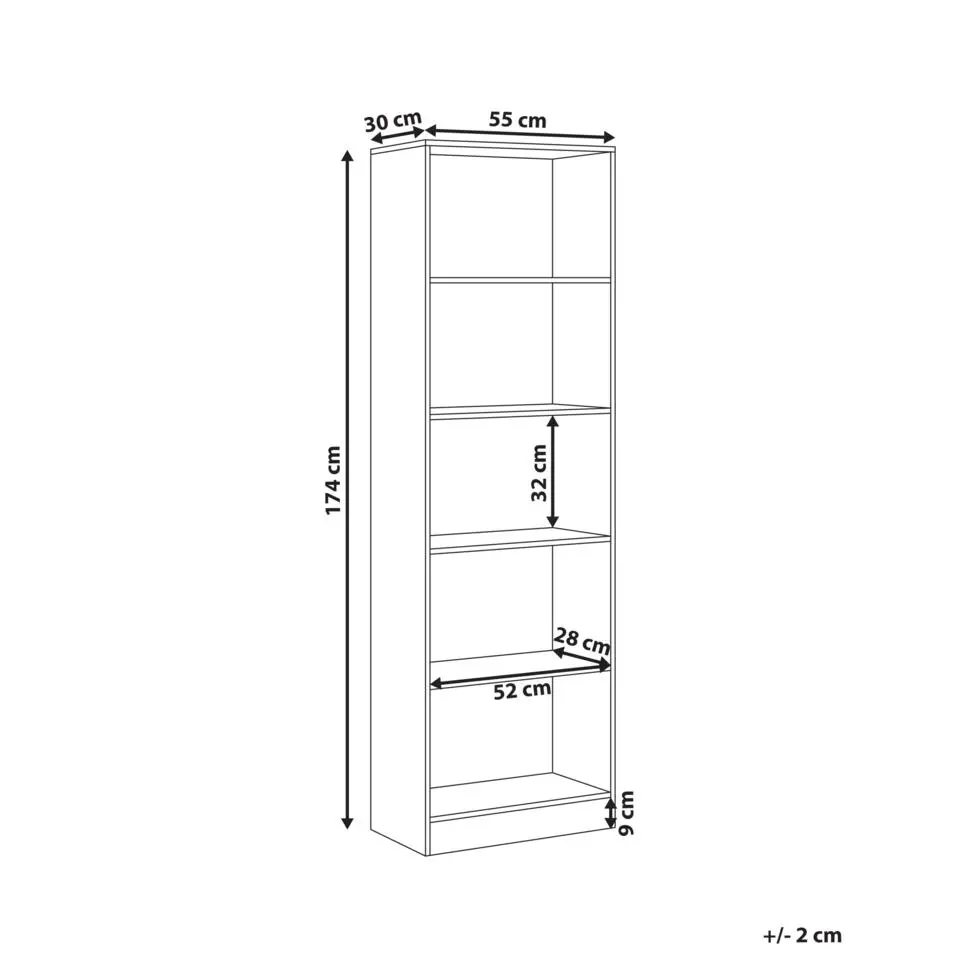 WINNIPEG - Boekenkast 5 planken - Wit - Vezelplaat