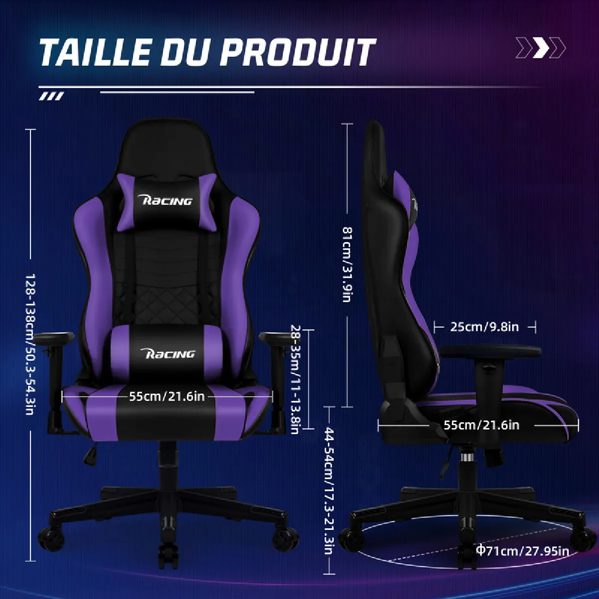 Lexzurn Gaming Chair - Noir