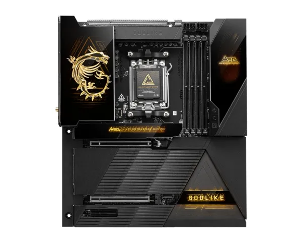 MSI MEG X870E GODLIKE - Bundkort - udvidet ATX - Socket AM5 - AMD X870E Chipset - USB-C 3.2 Gen 2x2, USB 3.2 Gen 2, USB 3.2 Gen 1, USB4 - Bluetooth, Wi-Fi 7, 5 Gigabit Ethernet, 10 Gigabit LAN - onboard grafik (CPU påkrævet) - HD Audio (8-kanaler)