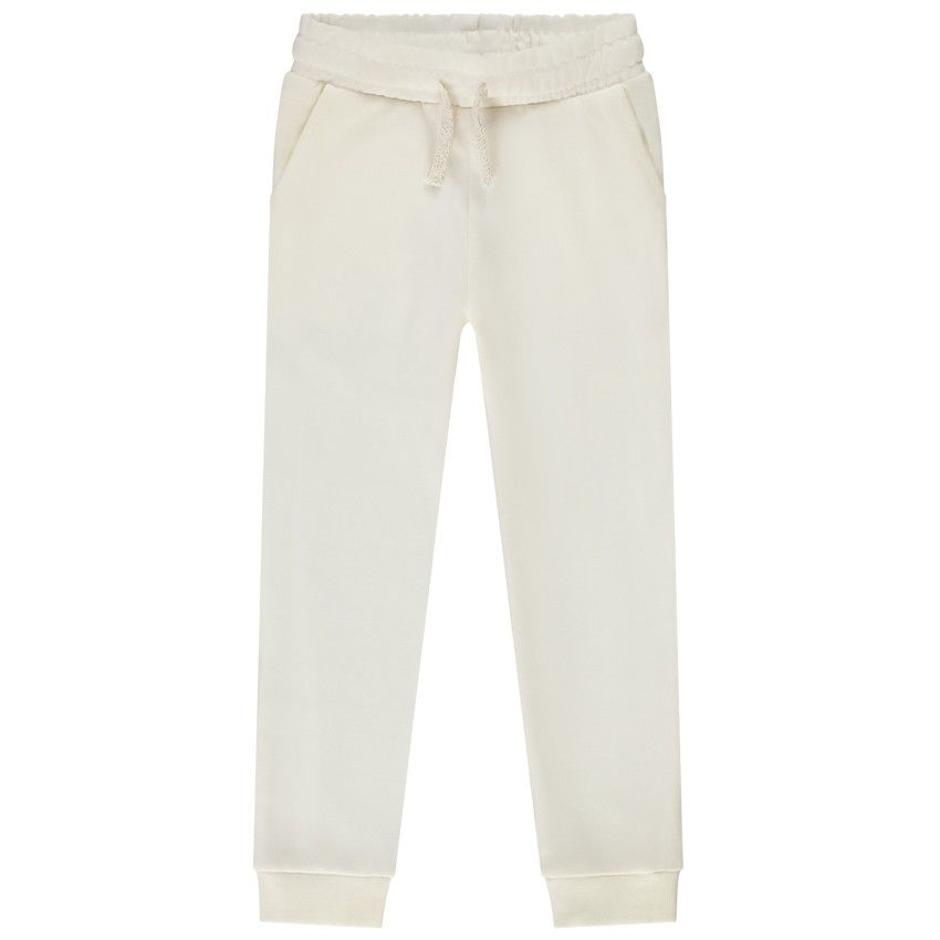 Jogging en molleton uni pour fille - Ecru