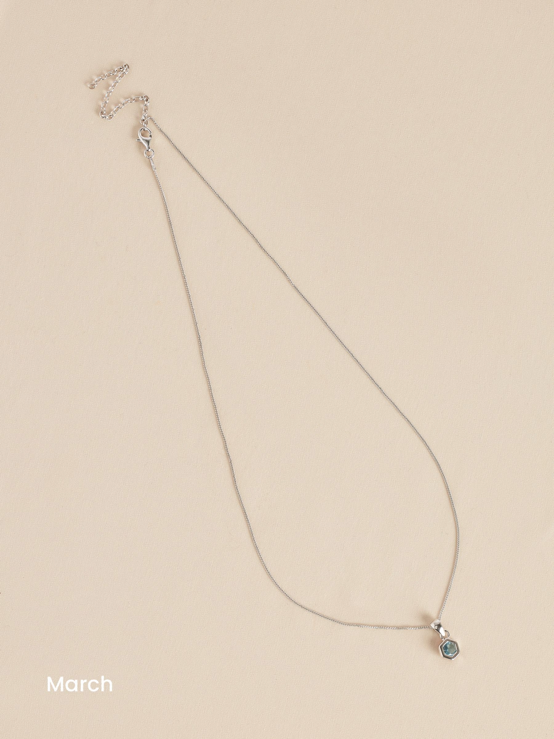 Echt zilver - Ketting met zeshoekige geboortesteen