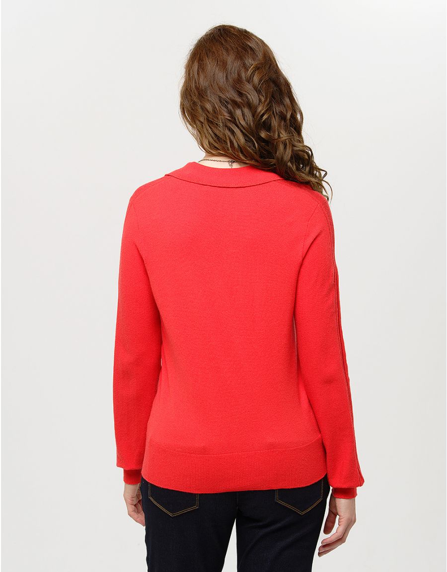 Pull col polo rouge