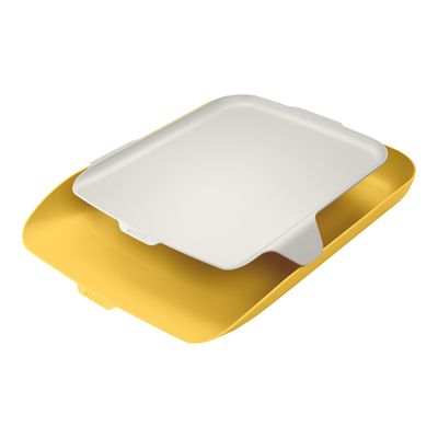 Leitz Cosy - Corbeille à courrier plastique avec organiseur de bureau - jaune