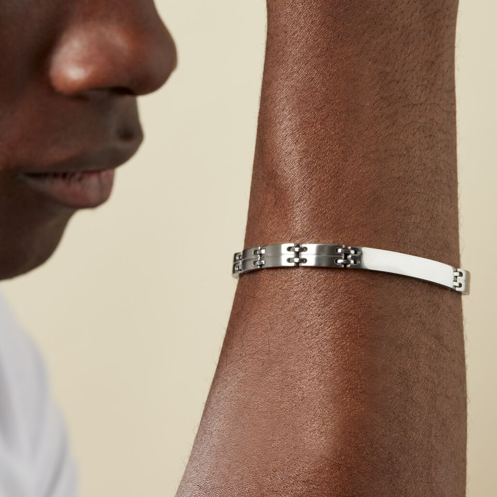 Bracelet Identité Isidore Acier Blanc