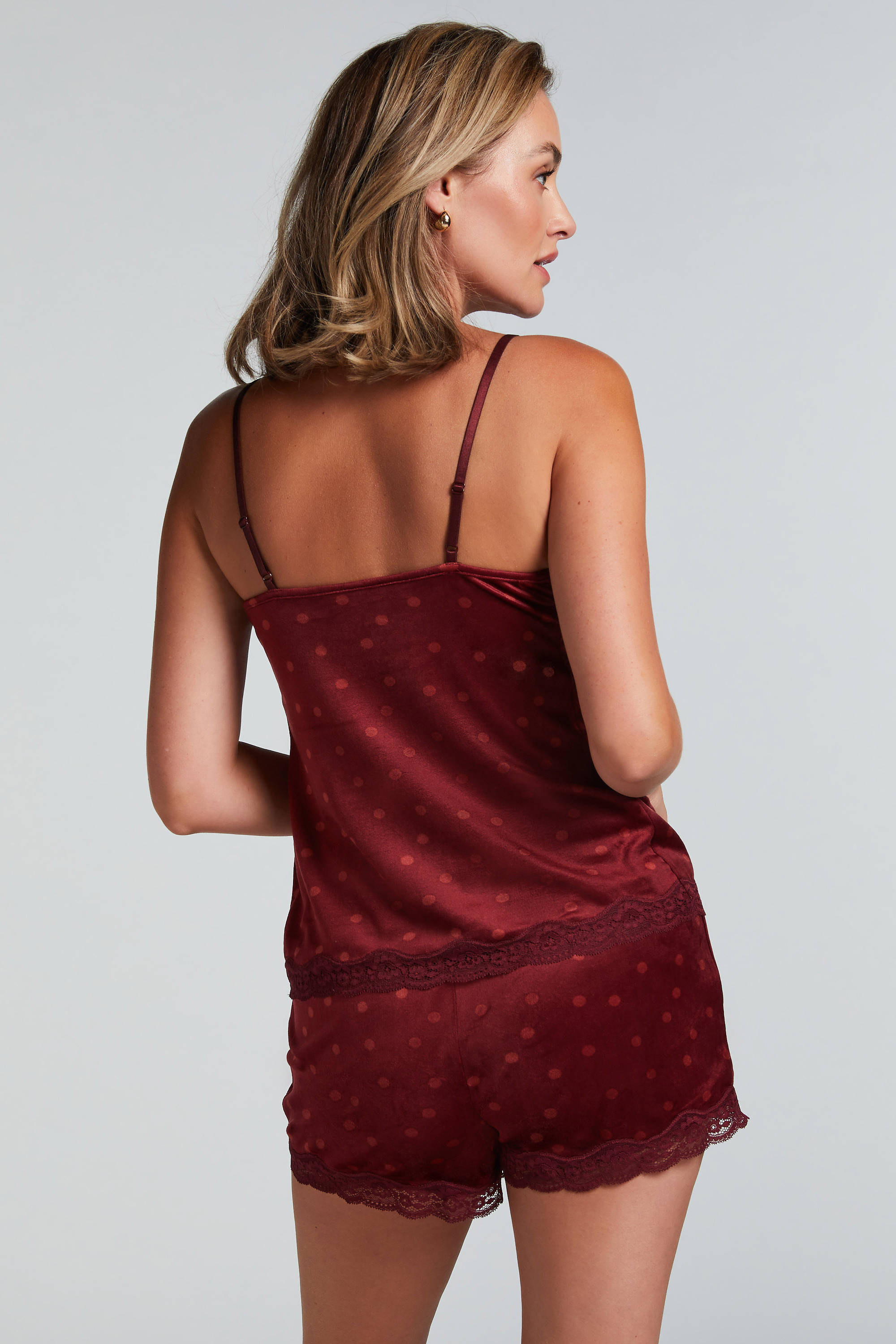 Hunkemöller fluwelen pyjamashort donkerrood