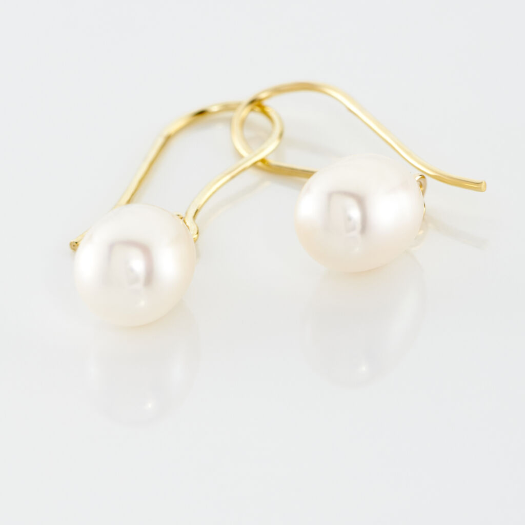 Boucles D'oreilles Pendantes Baroque Or Jaune Perle De Culture