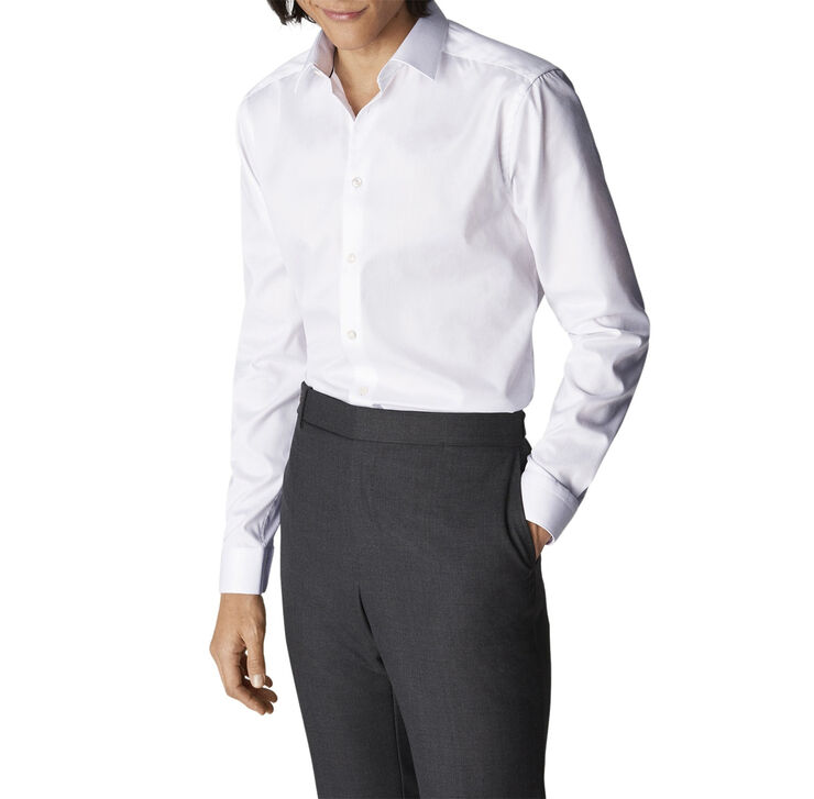 ETON Super Slim Fit White Signature Twill Shirt Hvid