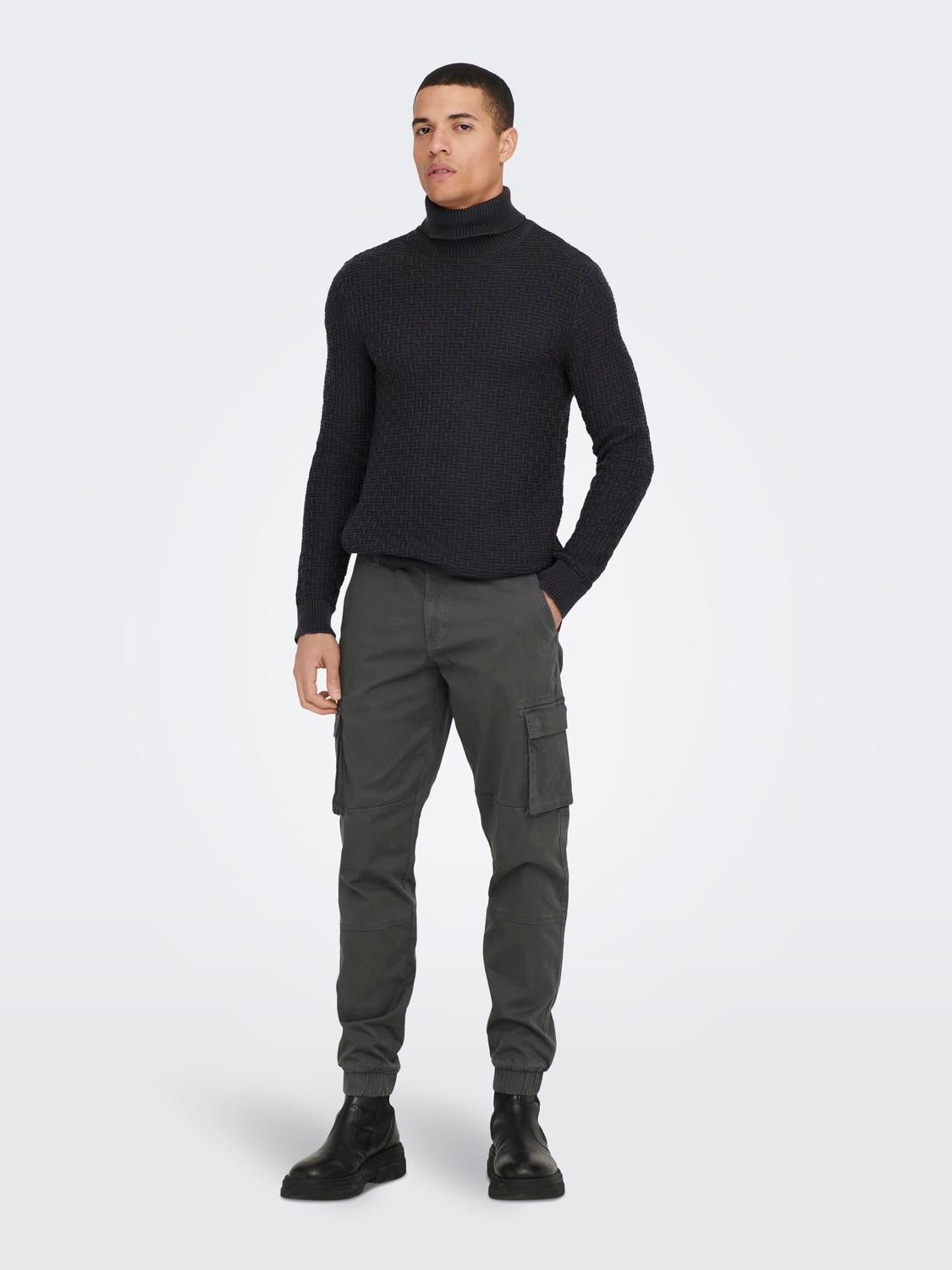 ONSCAM Verjüngt Cargo-Hose Grey Pinstripe