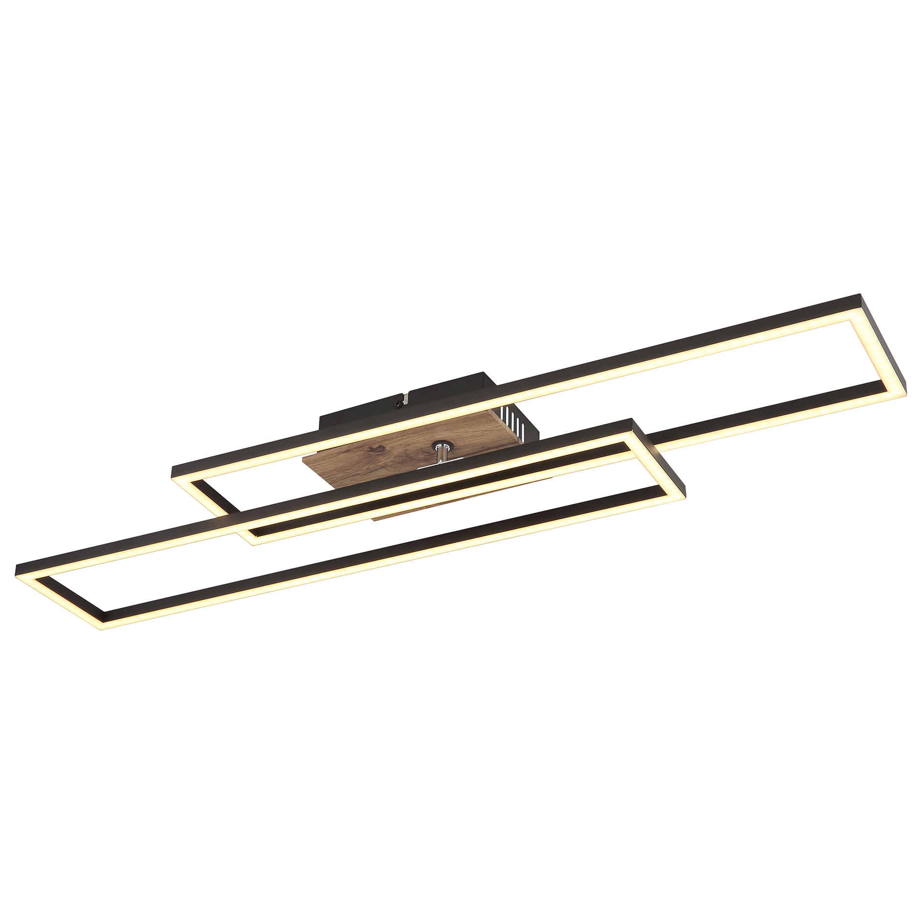 LED-Deckenleuchte - schwarz-Holzoptik-opal - 30 Watt