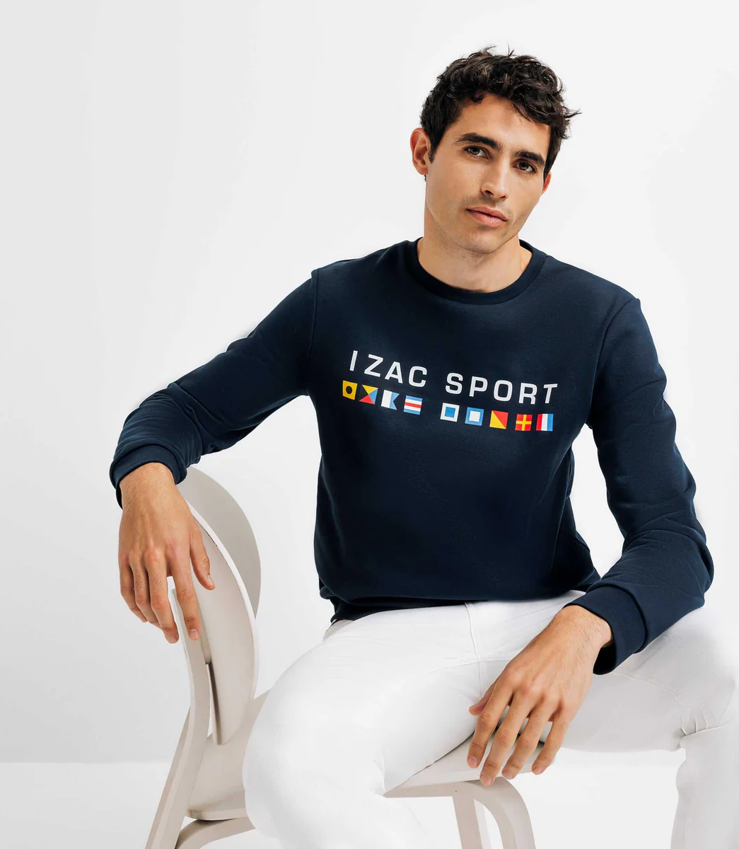 Pull sweat avec drapeaux marine